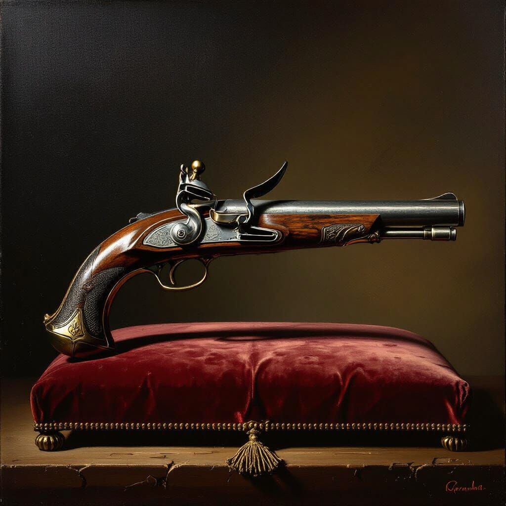 Vintage Flintlock Pistol in Dramatic Spotlight