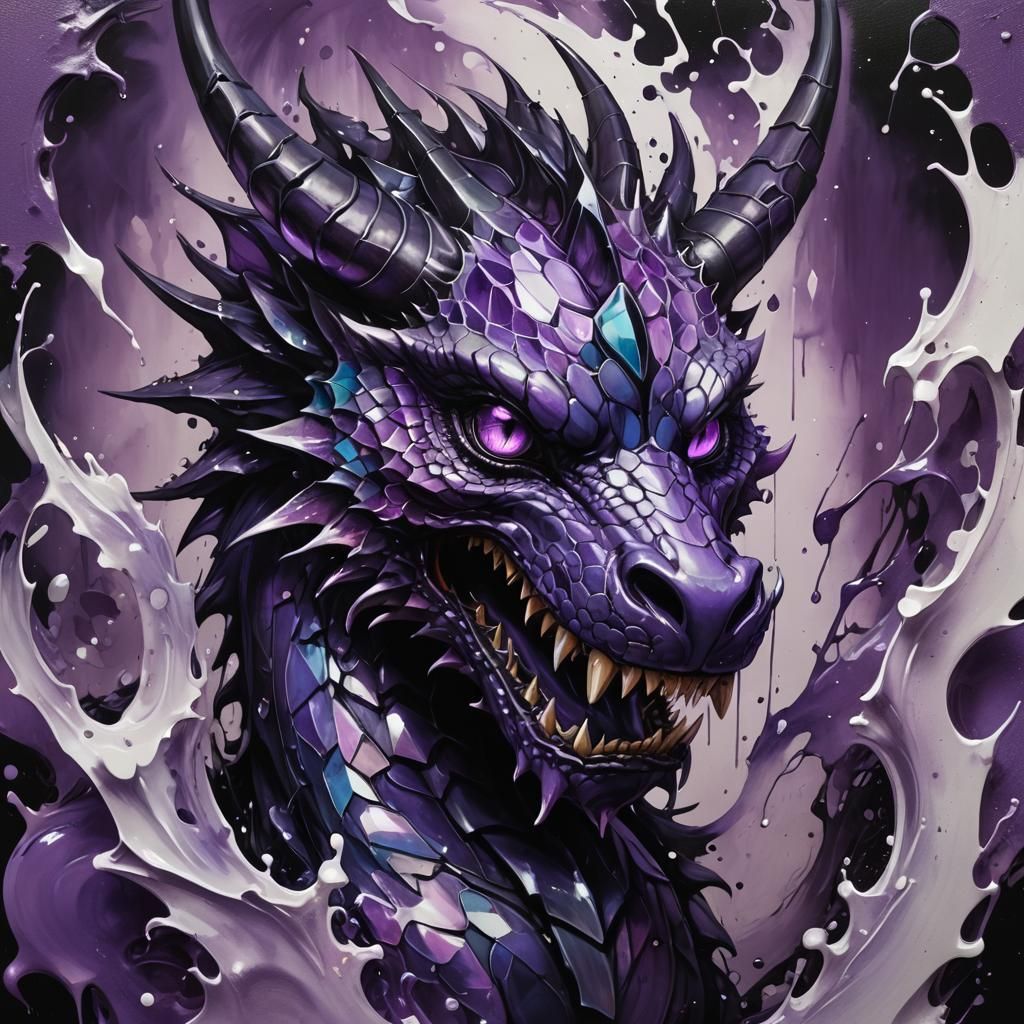 Amethyst Dragon Graffiti Art: Ultra Detailed