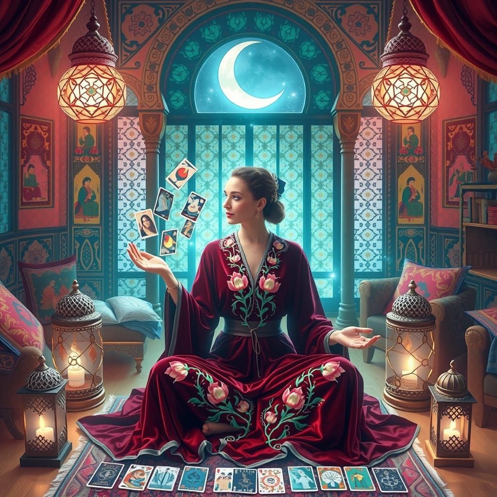 Mystical Turkish Tarot Reader in Ottoman Setting