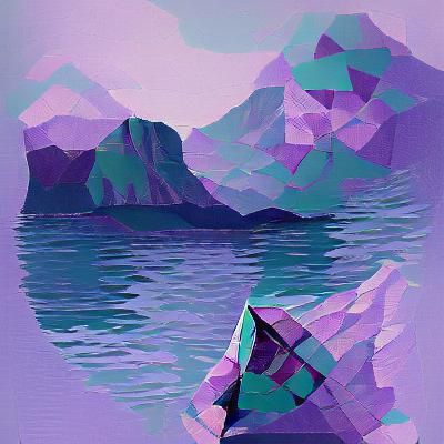Violet Geometric Fjord in Wes Anderson Style