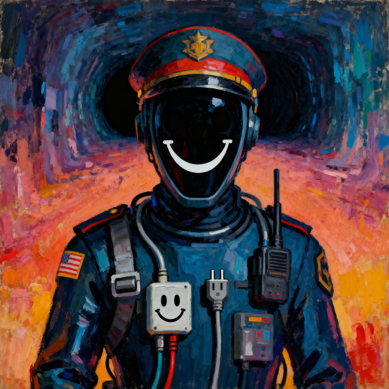 Creepy Character Portrait in Primitivist Style