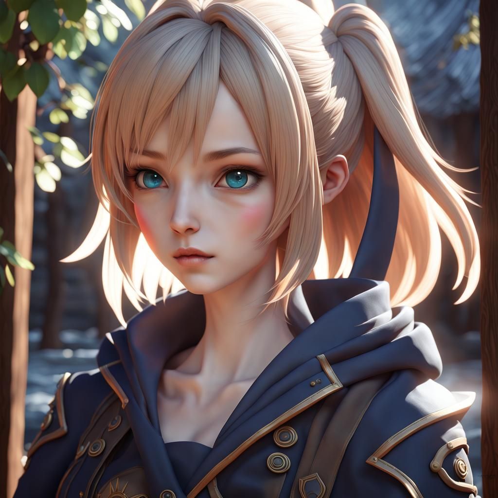 Detailed 3D Anime Art Inspired by WLOP
