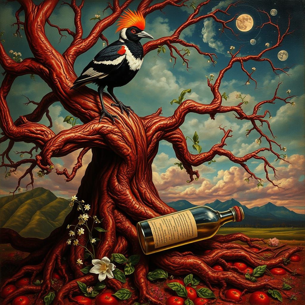 Surreal Christmas Scene in Whimsical Aboriginal Style