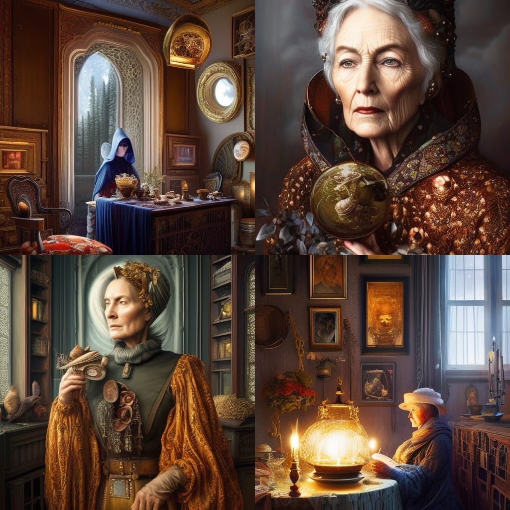 Cozy Witch's Kitchen: Old Lady Knitting