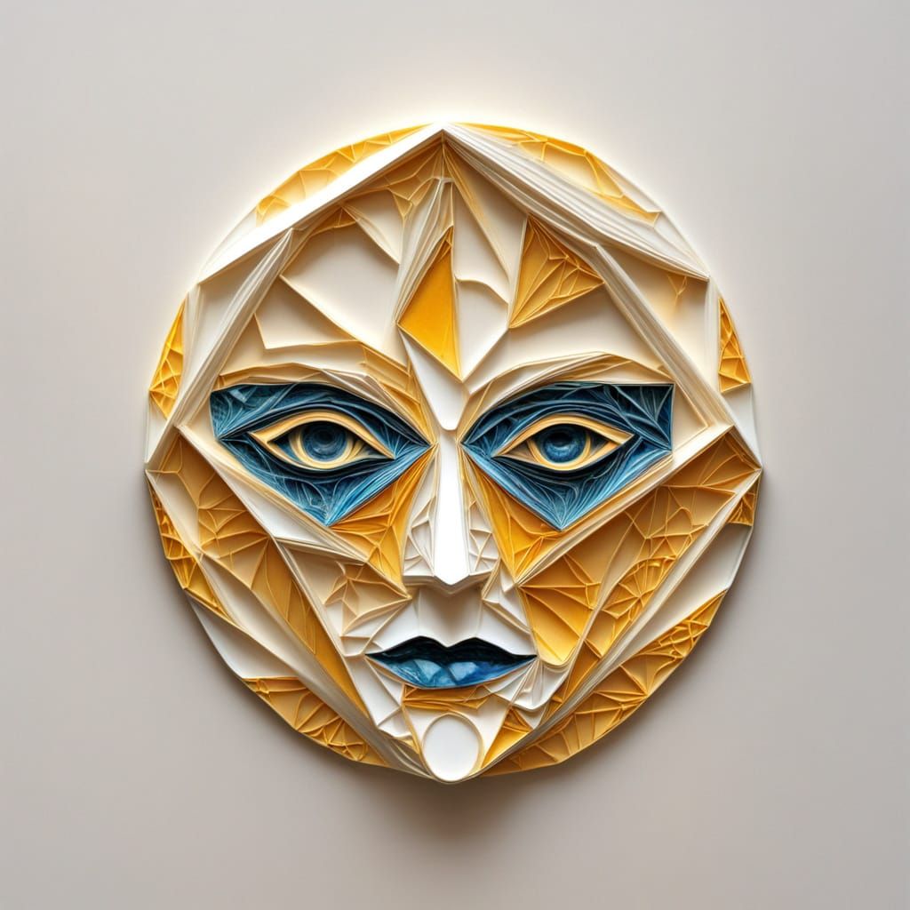 Geometric Abstract Portrait with Tessellation and Resin