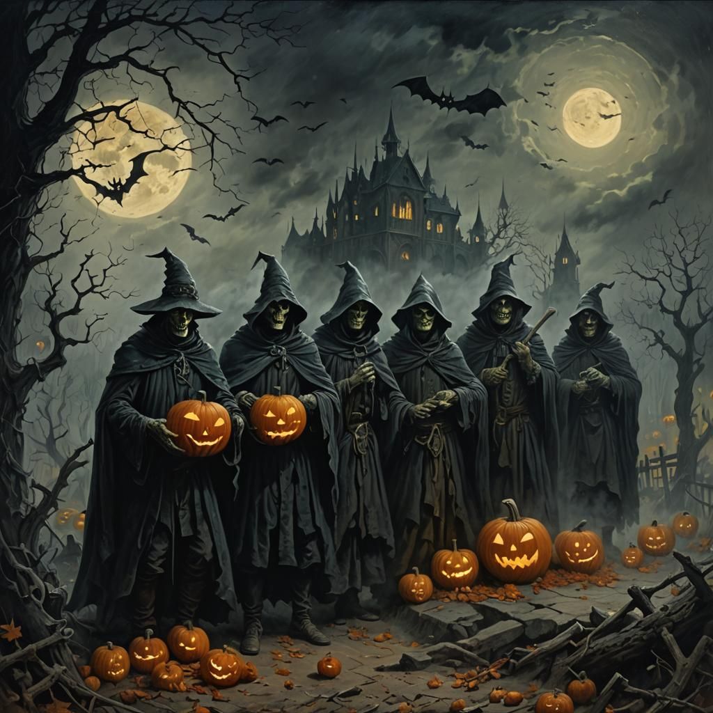 Halloween Pumpkin in Horror Art Style