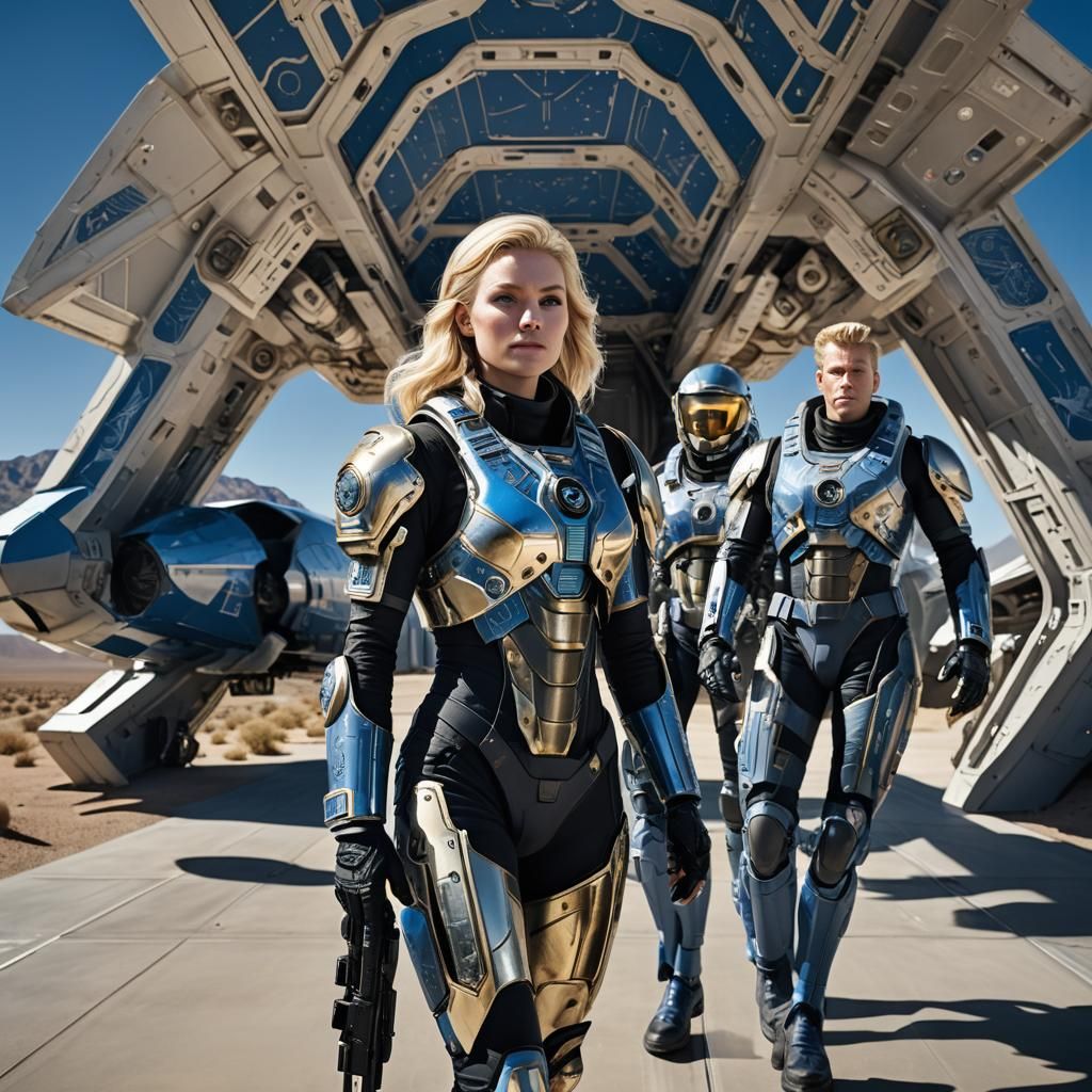 Hyperrealistic Spacecraft Photograph with Marines in Nevada ...