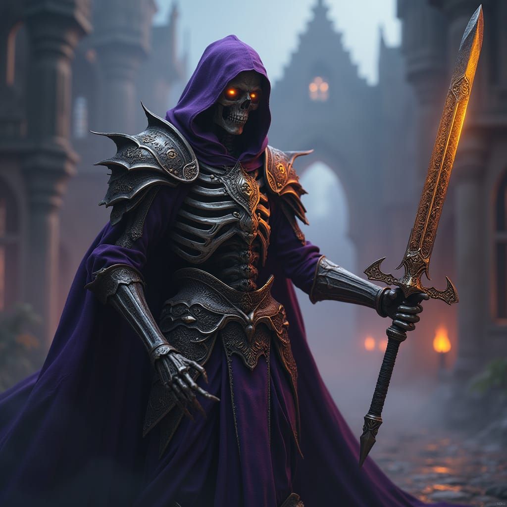 Skeleton Swordsman in Gothic Armor