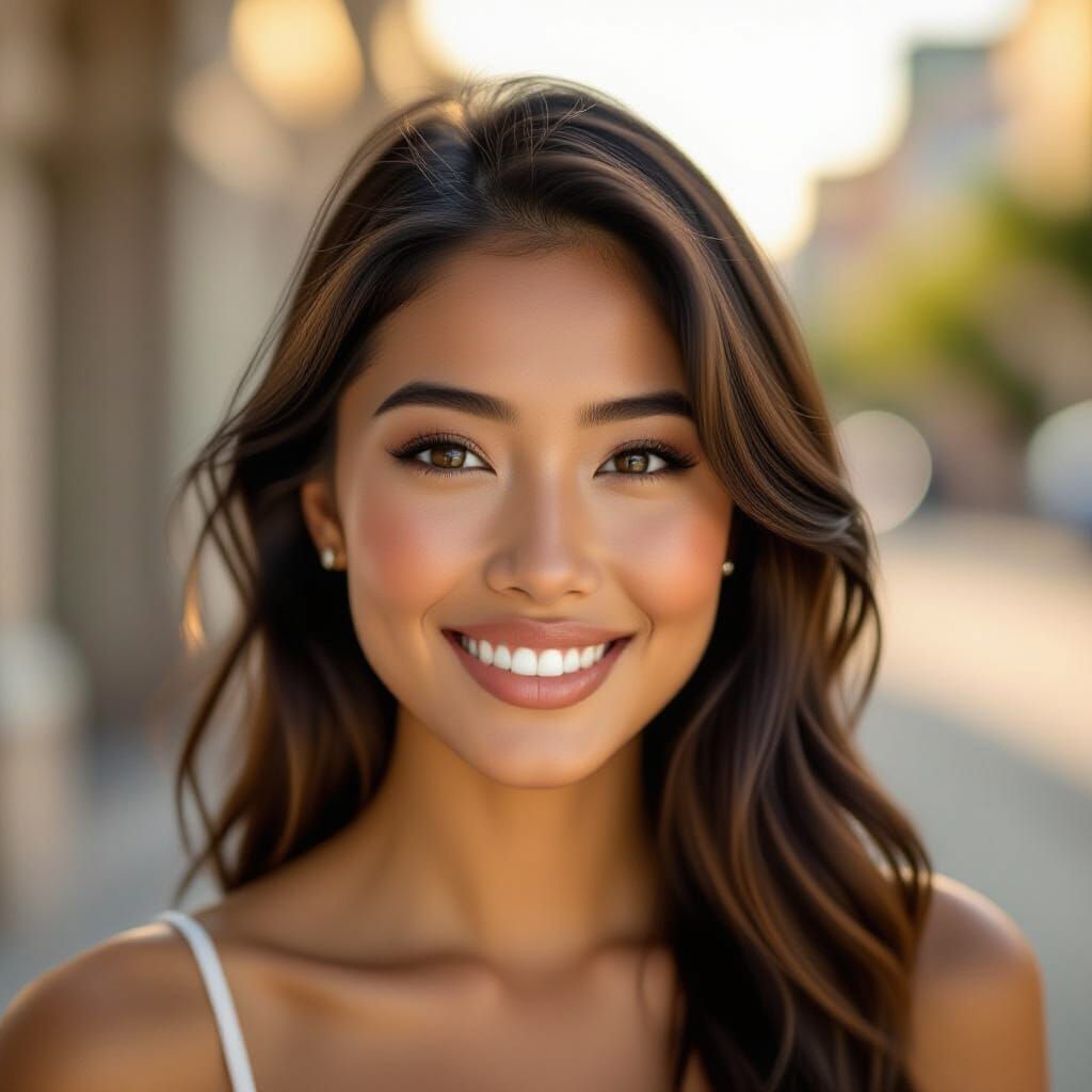 Filipina Woman Portrait With Warm Smile