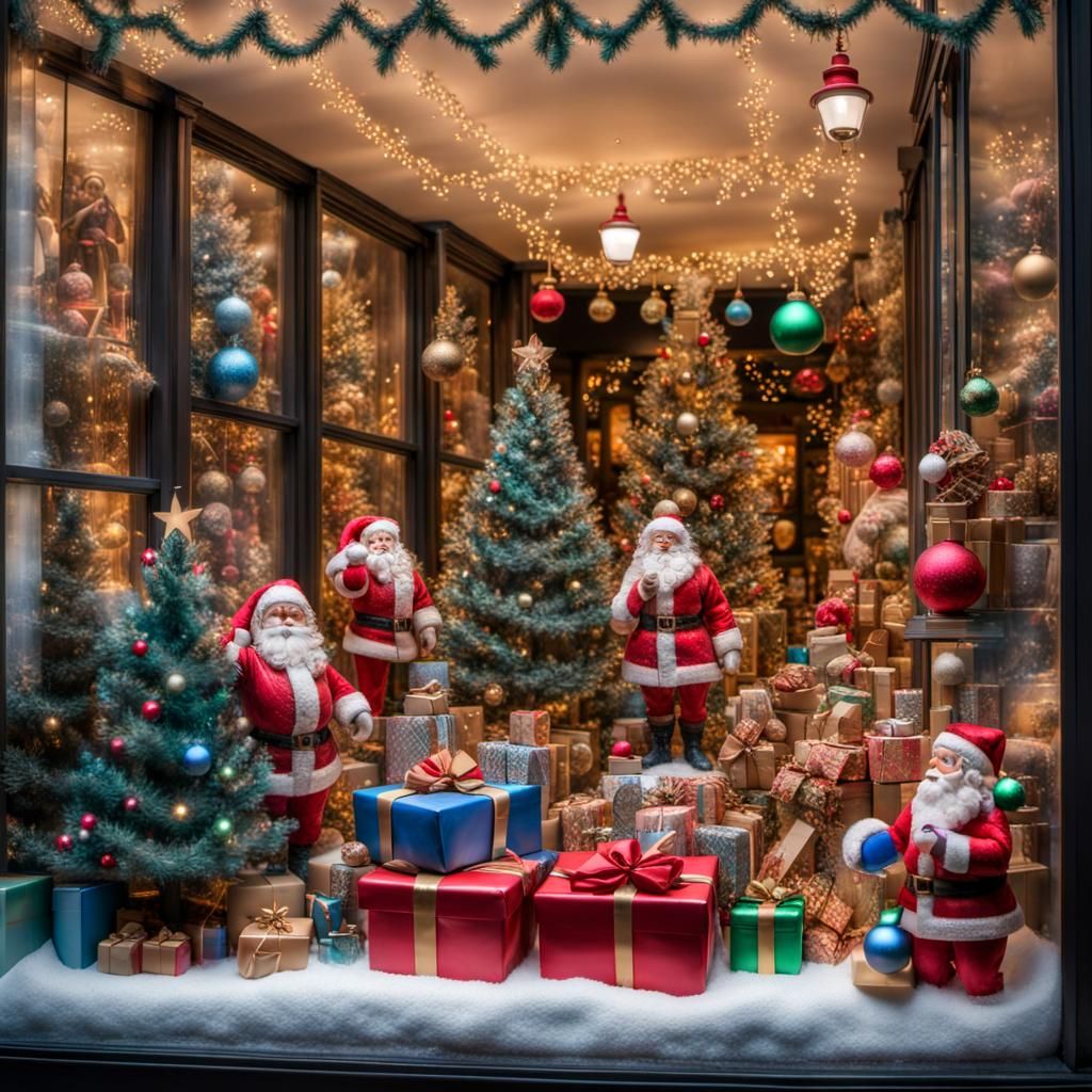 Festive Christmas Toys in New York City Window