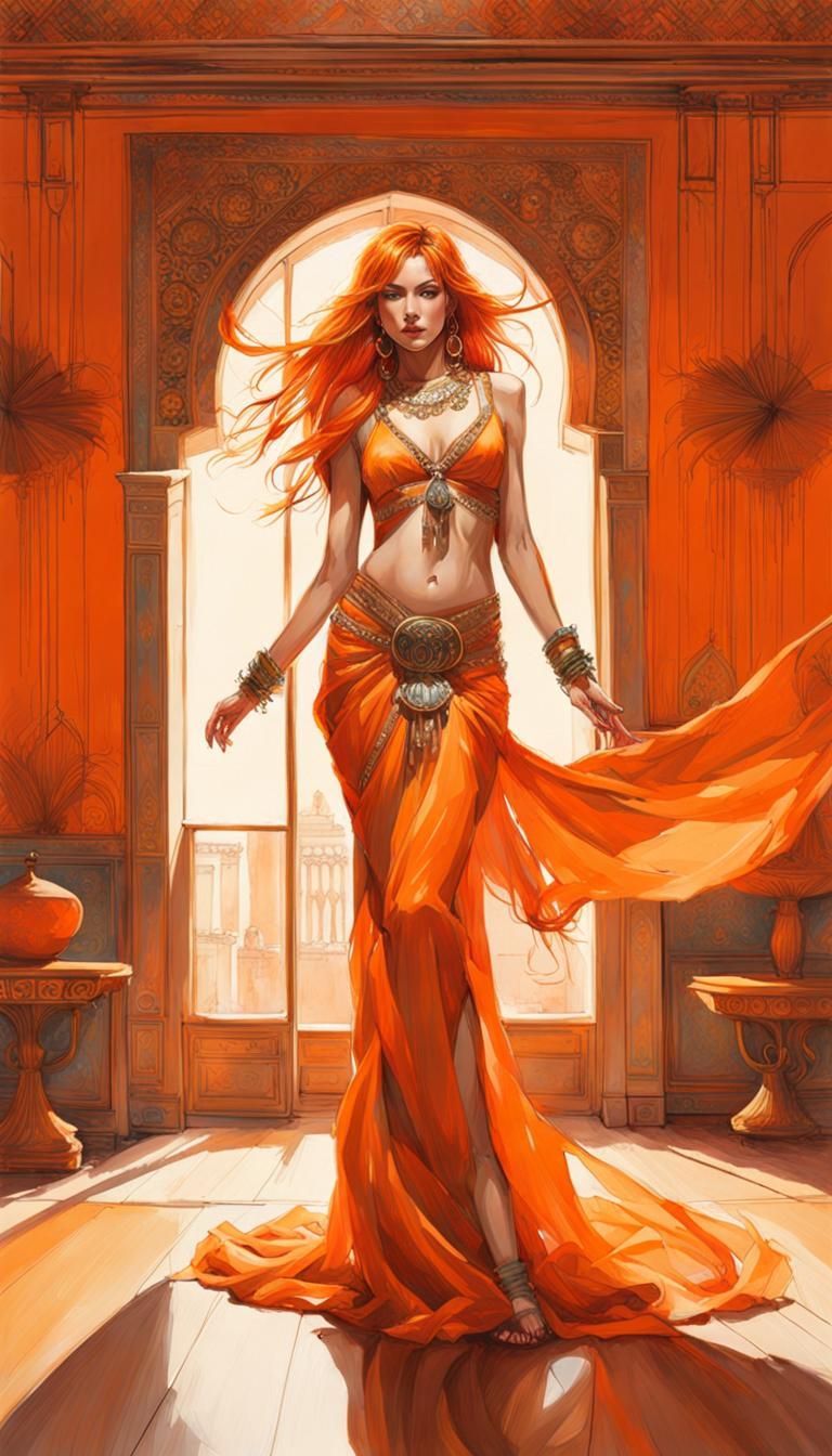 Orange Haired Dancer in Ultra Detailed Portrait