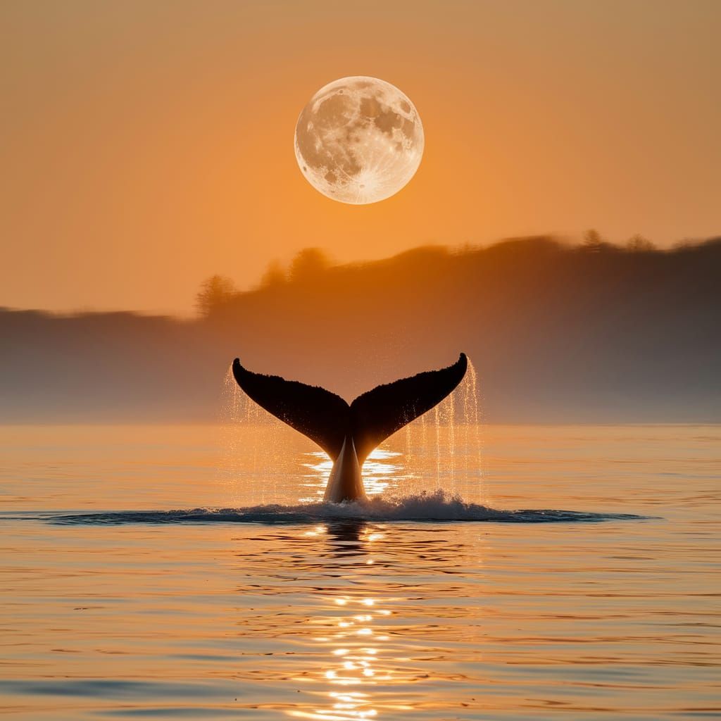 Full Moon Whale Tail Serenity at Twilight