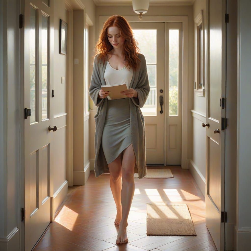 Elegant Redheaded Woman in Morning Light