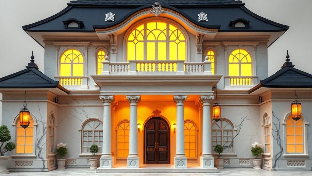 Ethereal Marble Villa in Neo-Expressionist Style