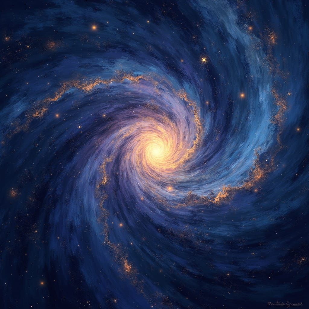 Celestial Nebula in Swirling Brushstrokes: A Van Gogh Inspir...