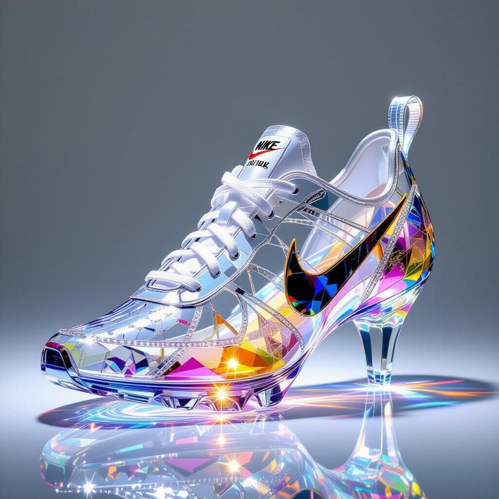 Glass and Crystal NIKE Shoe in Chihuly Style