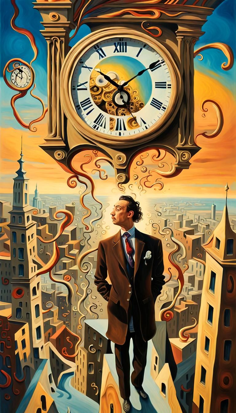 Dreamlike Cityscape in Vibrant Triadic Colors