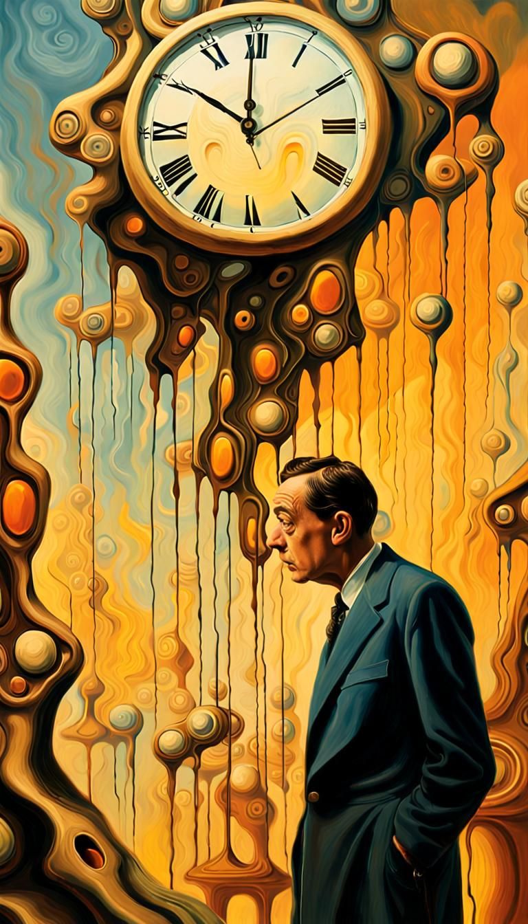 Surrealist Dreamscape with Melting Clocks and Distorted Form...