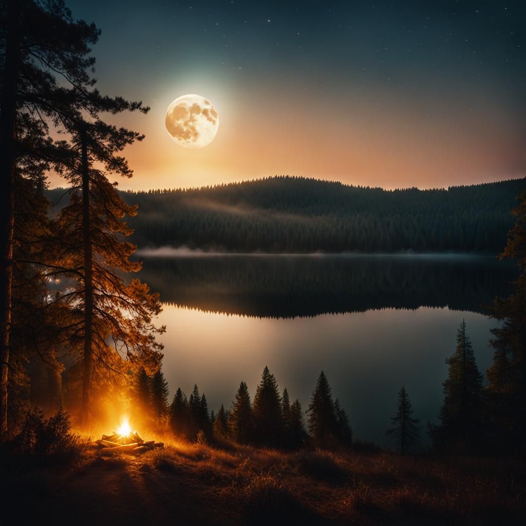 Golden Hour Magic on Moonlit Coast