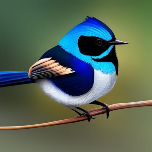 Hyperrealistic Blue Fairy Wren with Colorful Background