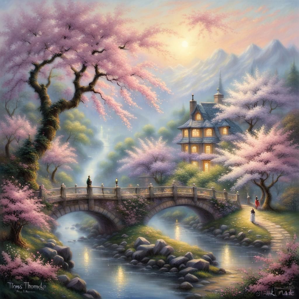 Ethereal Cherry Blossoms in Hyperdetailed Fantasy Style
