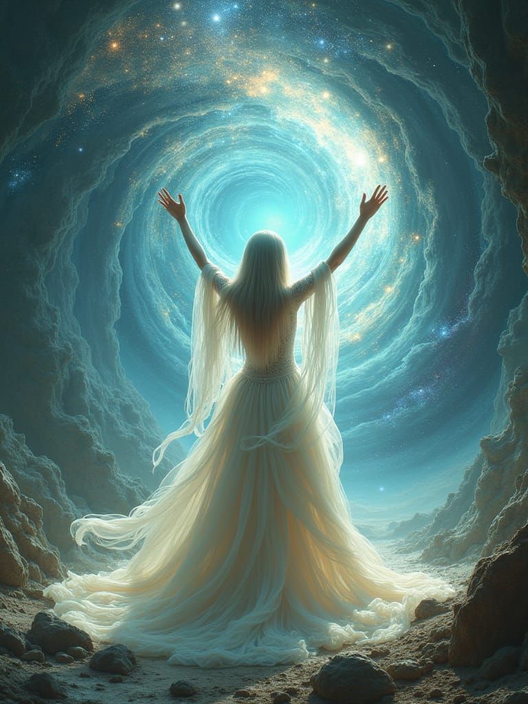 Ethereal Songstress in Celestial Portal, Harmonizing Dimensi...