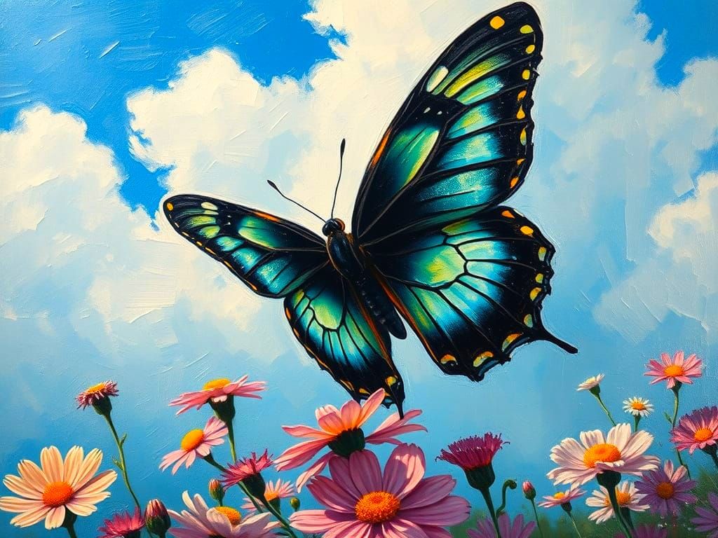 Luminescent Swallowtail in Oil Painting Style