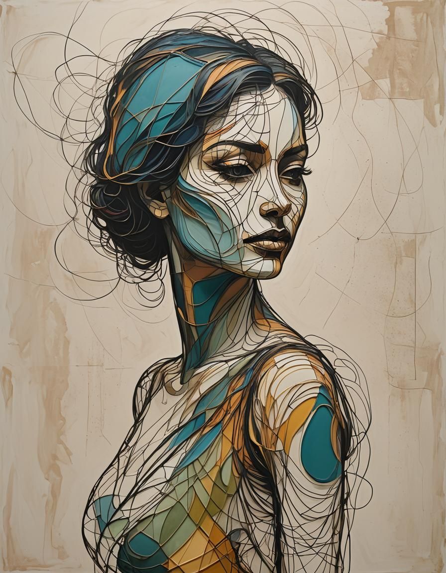 Abstract Silhouette: Curved Lines in Complementary Colors