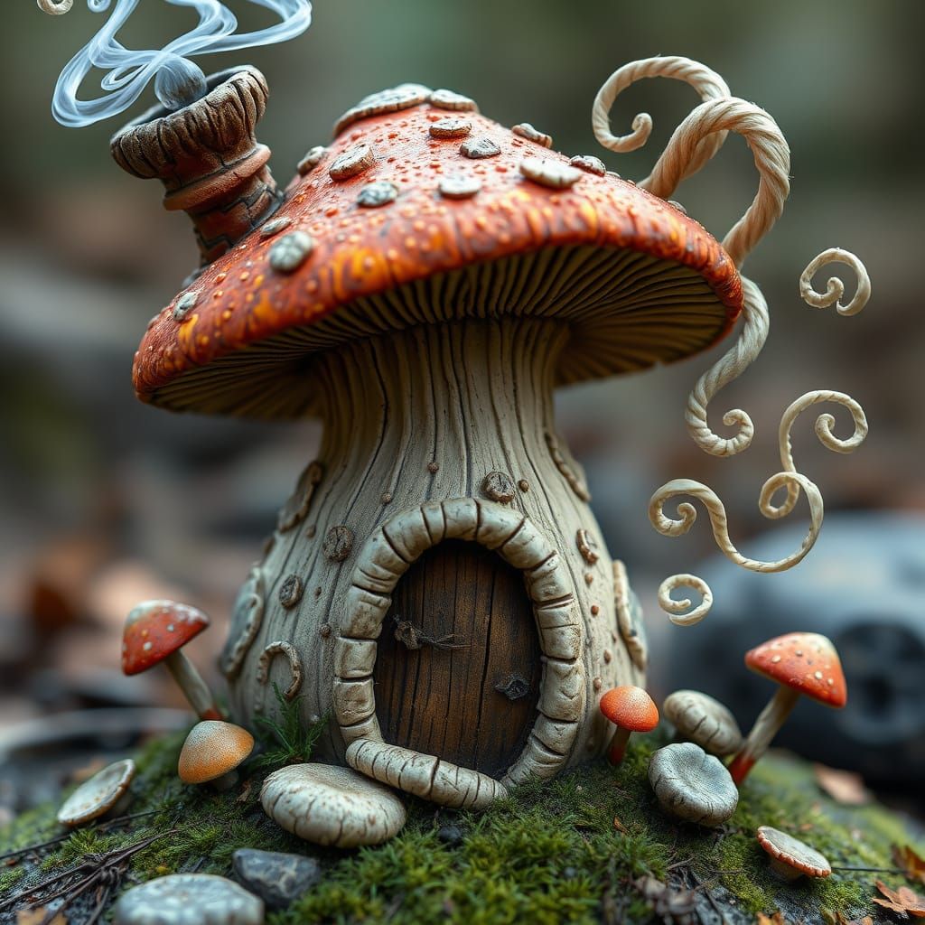 Whimsical Fungal Fantasy Home with Smurfberry Spores