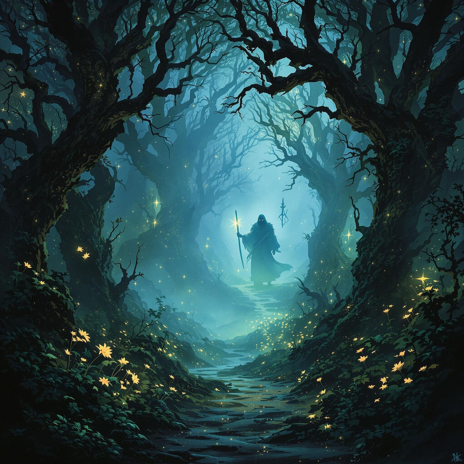 Ghostly Samurai Guides Travelers Through Enchanted Forest