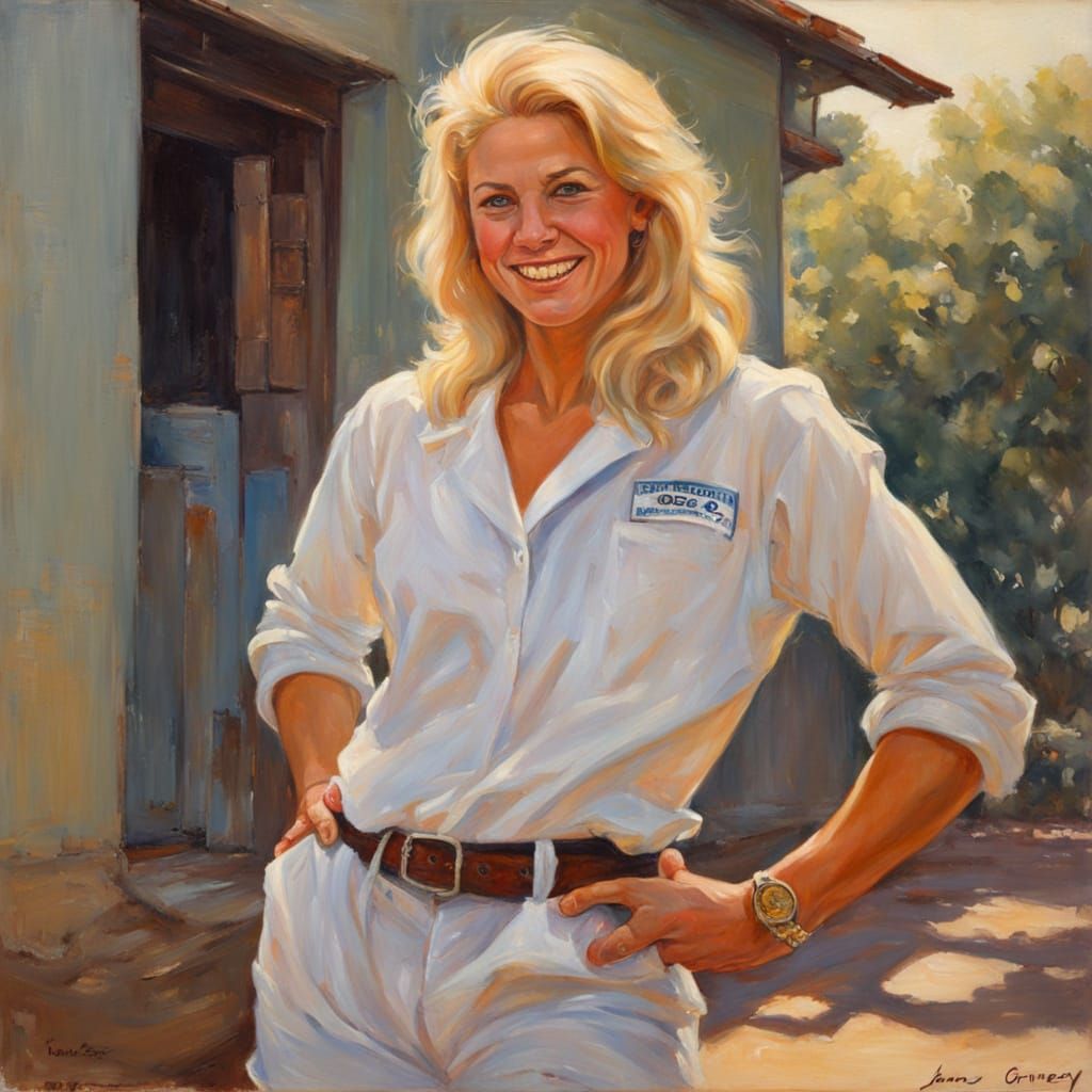 Strong Female Doctor in Oil Painting