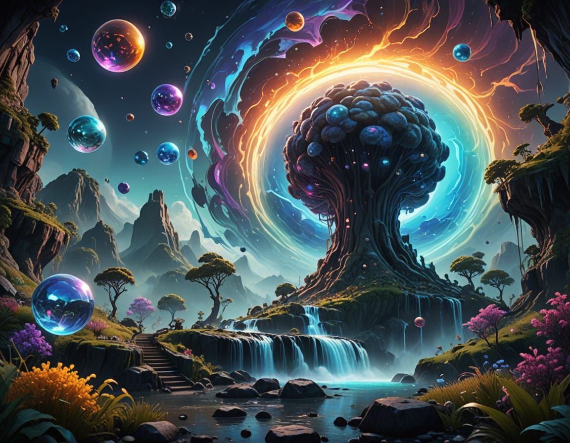 Surreal Cosmic Entity Unfolds from Vibrant Vortex