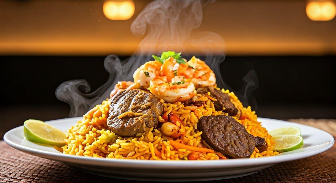 Zanzibari Pilau and Biryani with Seafood, DSLR Photo