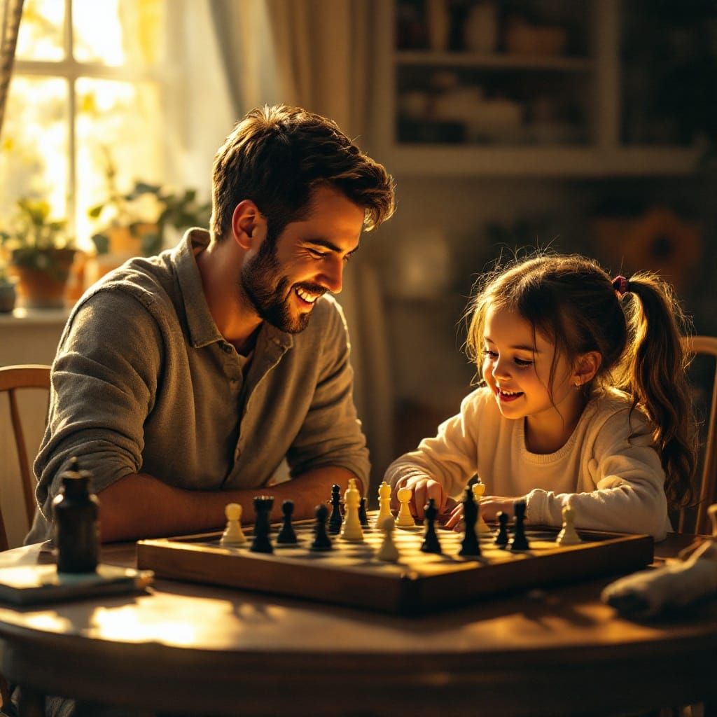 Father's Tender Moment with Daughter at Checkers