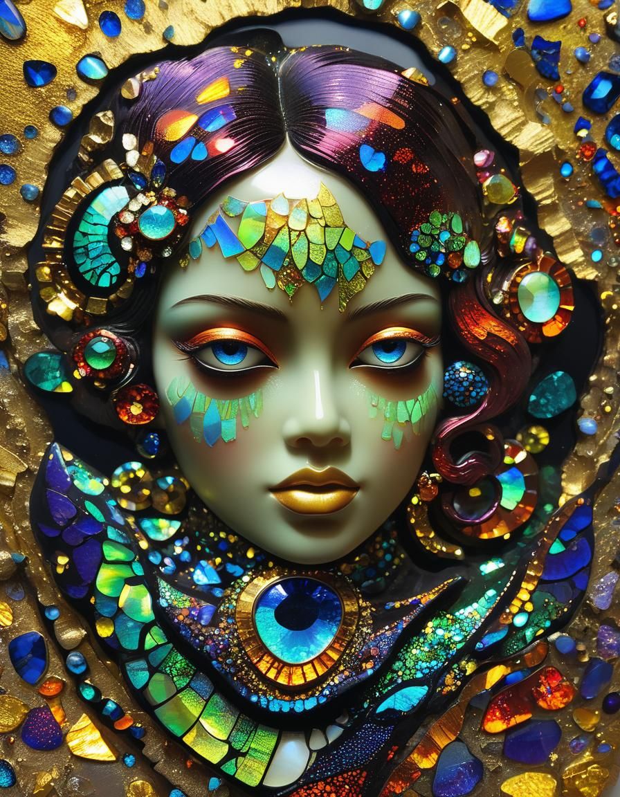 Cloisonné Portrait with Dichroic Tsingy Elements