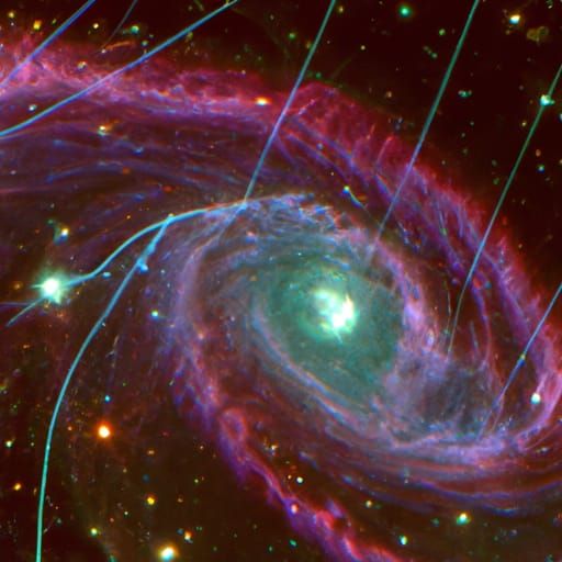 Dreamcatcher Against Neon Whirlpool Galaxy