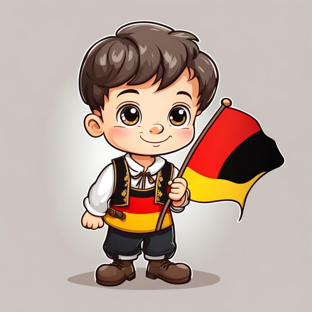 Cartoon Boy in Traditional German Clothes