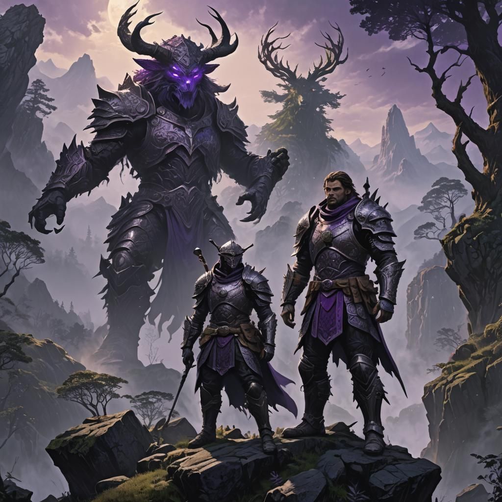 Hunter on Misty Mountain: Dark Fantasy Art