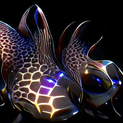 Cyberpunk Robotic Laserfish in Deep Water