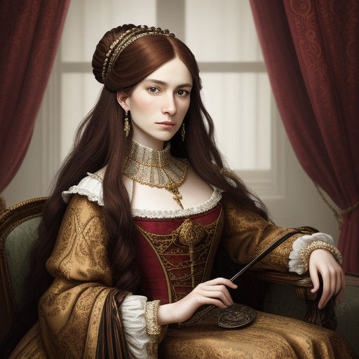 Luxurious Medieval Courtesan in Opulent Attire