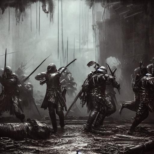 Dark Fantasy Battlefield Illustration in Skogsra Style