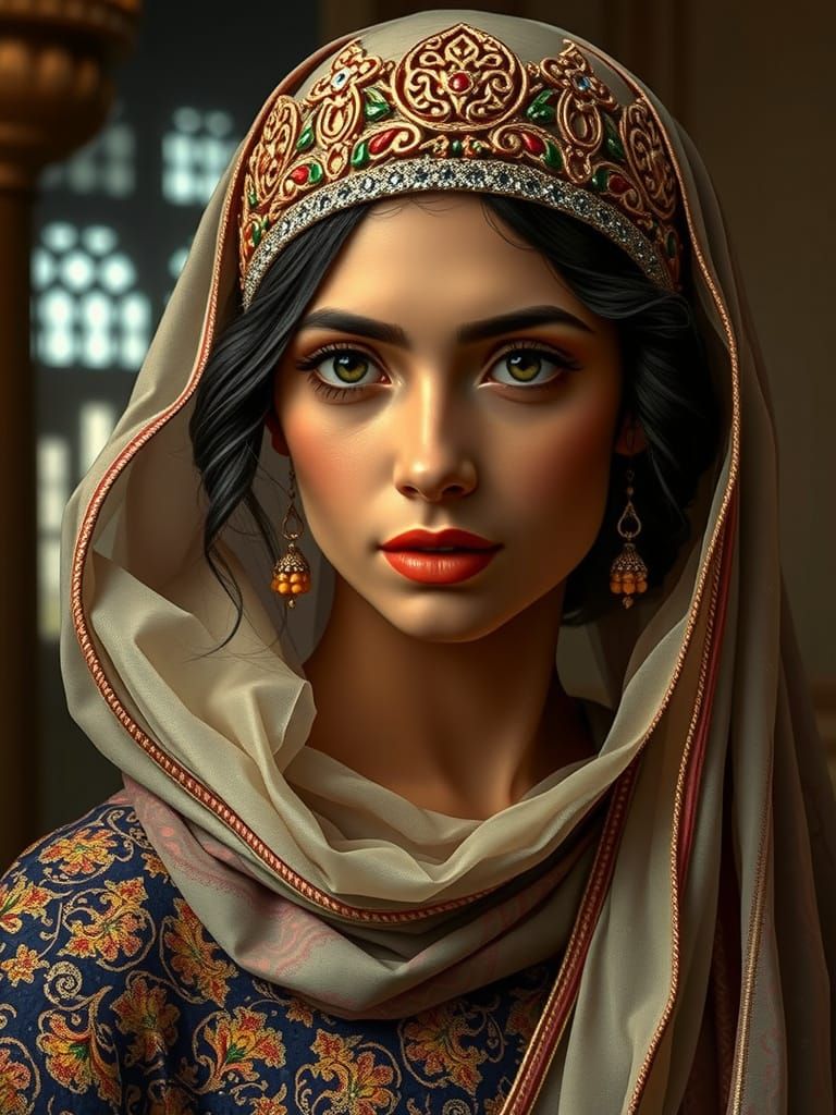 Exotic Scheherazade in Arabian Nights Attire