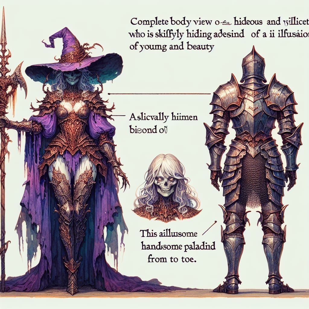 D&D Witch Character Concept Art in Romantic Style