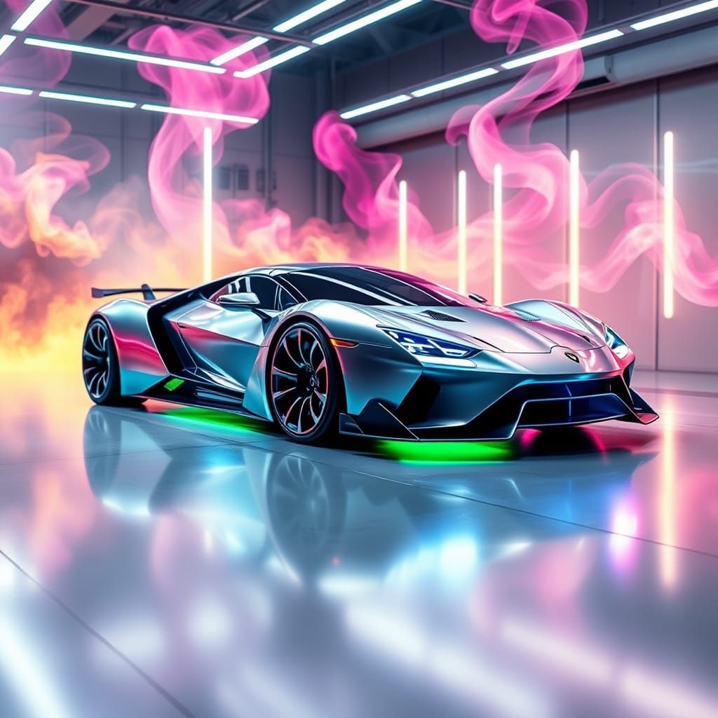 Futuristic Sports Car Aerodynamics in Wind Tunnel