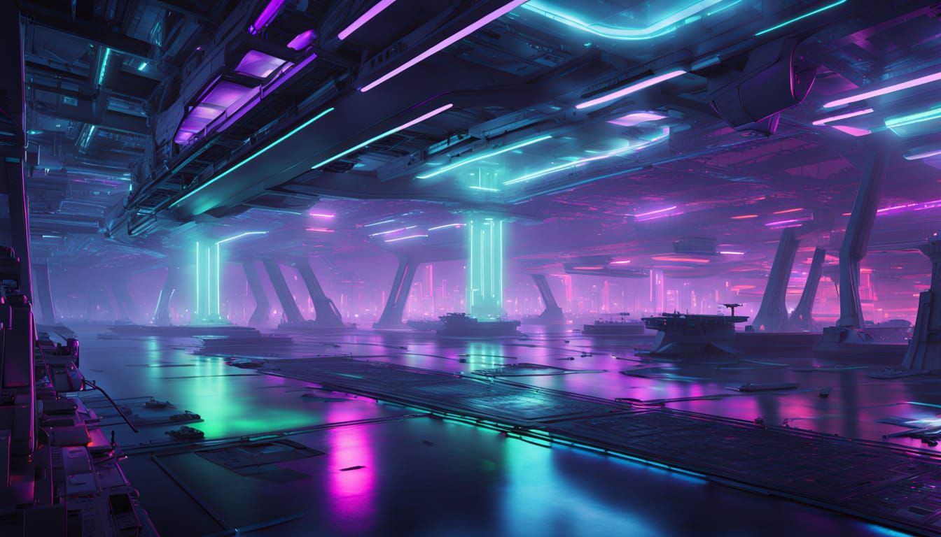 Futuristic Sci-Fi Harbor with Alien Vessels