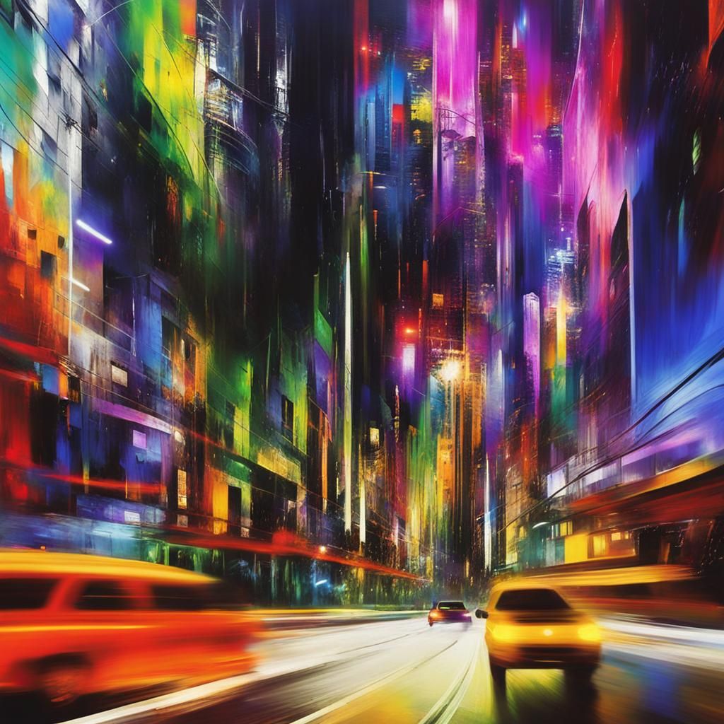 Dynamic Concrete Jungle in Modern Art Style