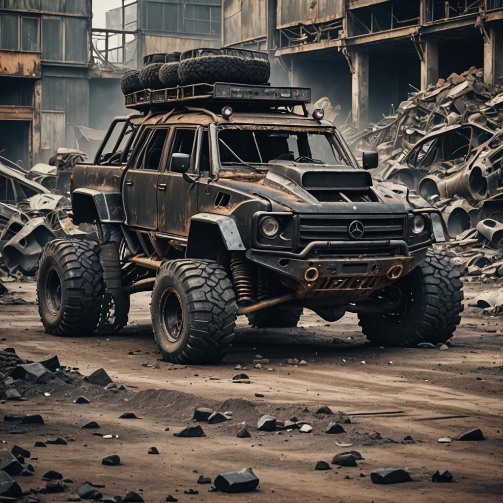 Post-Apocalyptic Luxury Car With Roll Cage