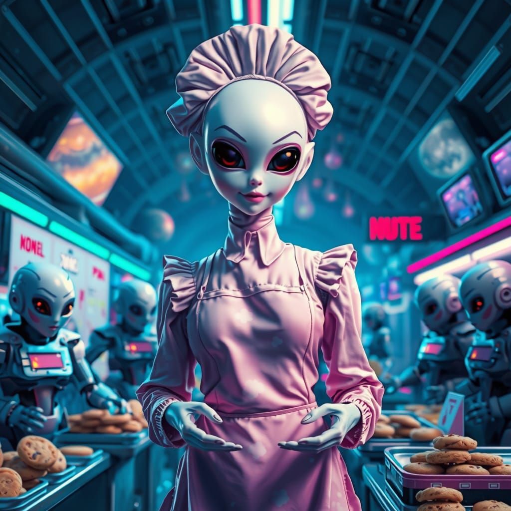 Pearl Alien Maid Selling Cookies in Space Market