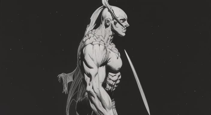 Dark Fantasy Warrior in Comic Book Style