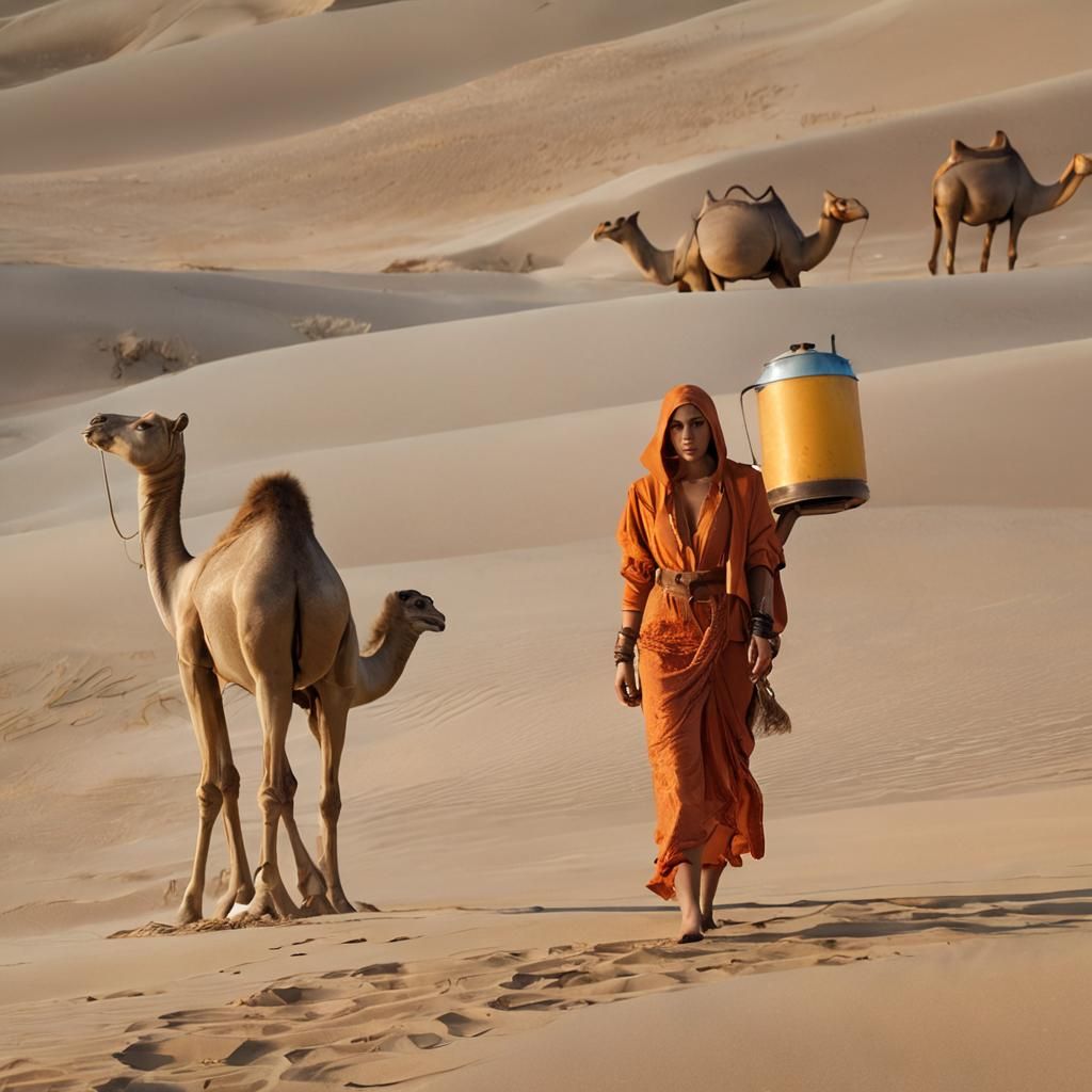 Woman in Desert: Baroque Dark Fantasy Digital Art